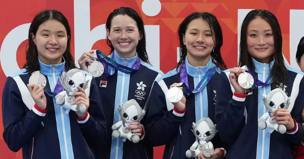 亞運會女子4X100自由泳接力港隊奪銀牌 今屆第二面奬牌