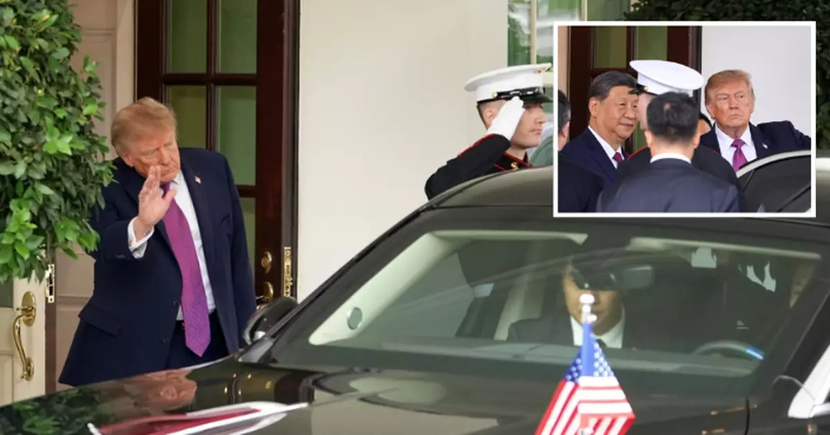 中美元首會談結束 習近平離開白宮特朗普送車