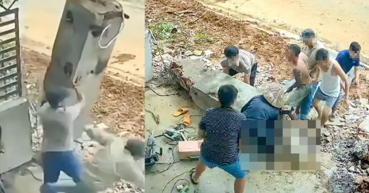 死神來了！越南男拆樓遇門柱倒塌 腳下一個踉蹌慘遭重壓亡