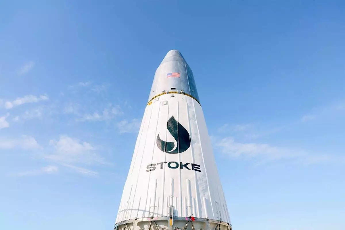 Stoke太空公司Nova Pathfinder運載火箭首次飛行的上層級飛行器，攝於公司位於華盛頓州肯特市的總部。 AP圖片