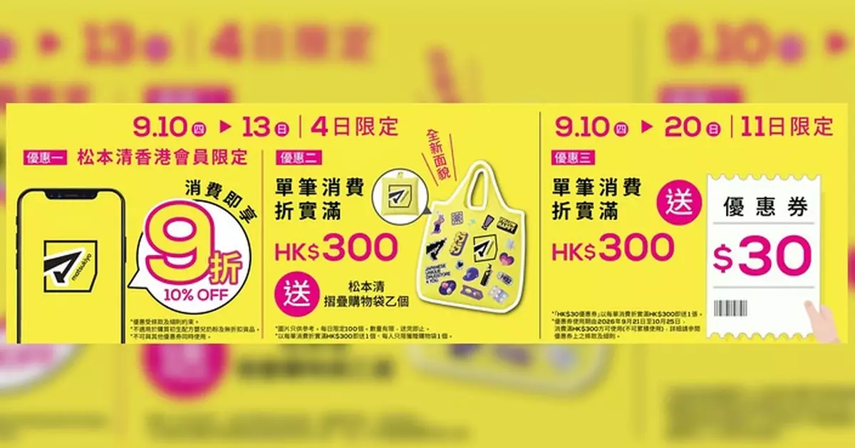 松本清第21間分店登陸大圍圍方 9.10開幕設多項驚喜優惠