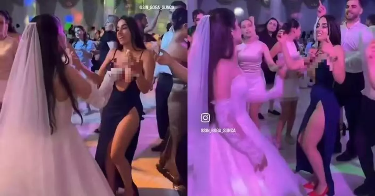 穿超低胸高衩禮服與新娘熱舞 婚禮女賓客火辣造型遭網民批搶風頭