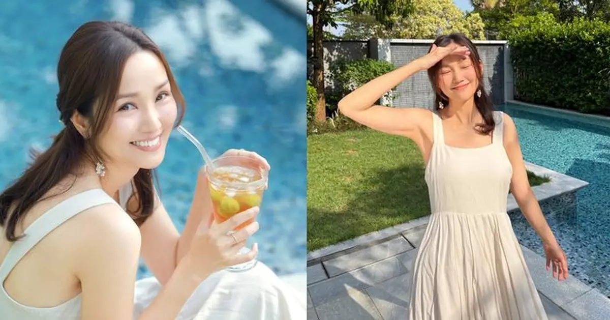謝安琪晒女兒Kakaball研發特飲 池邊晒太陽甜過蜜糖
