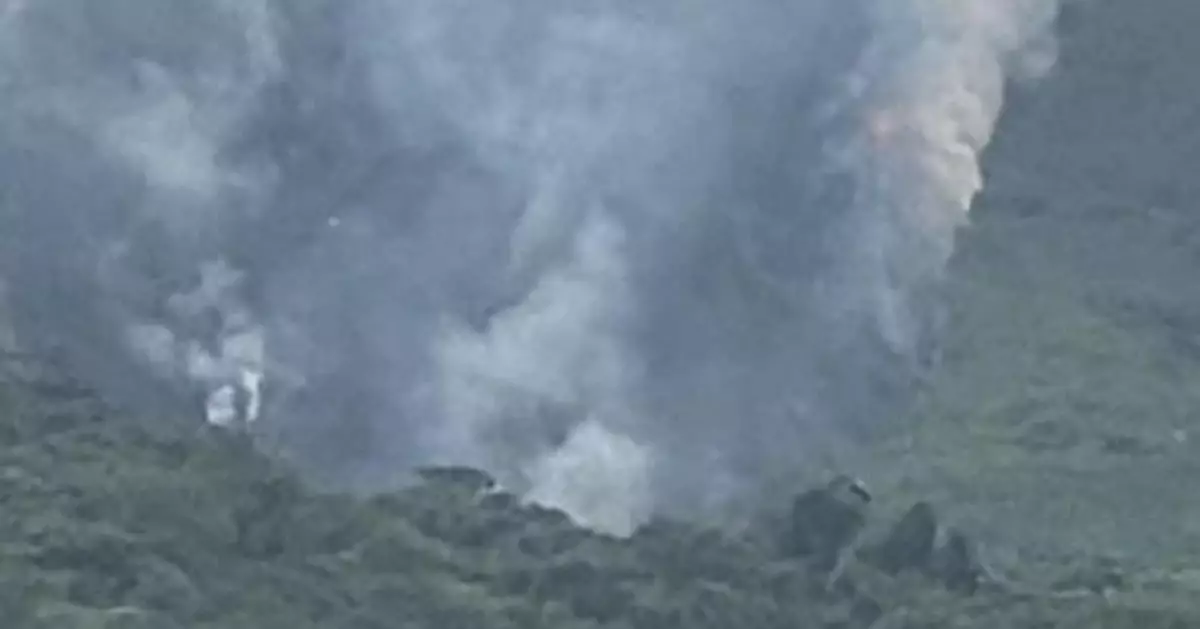 屯門菠蘿山山坡起火 飛行服務隊投擲水彈撲救