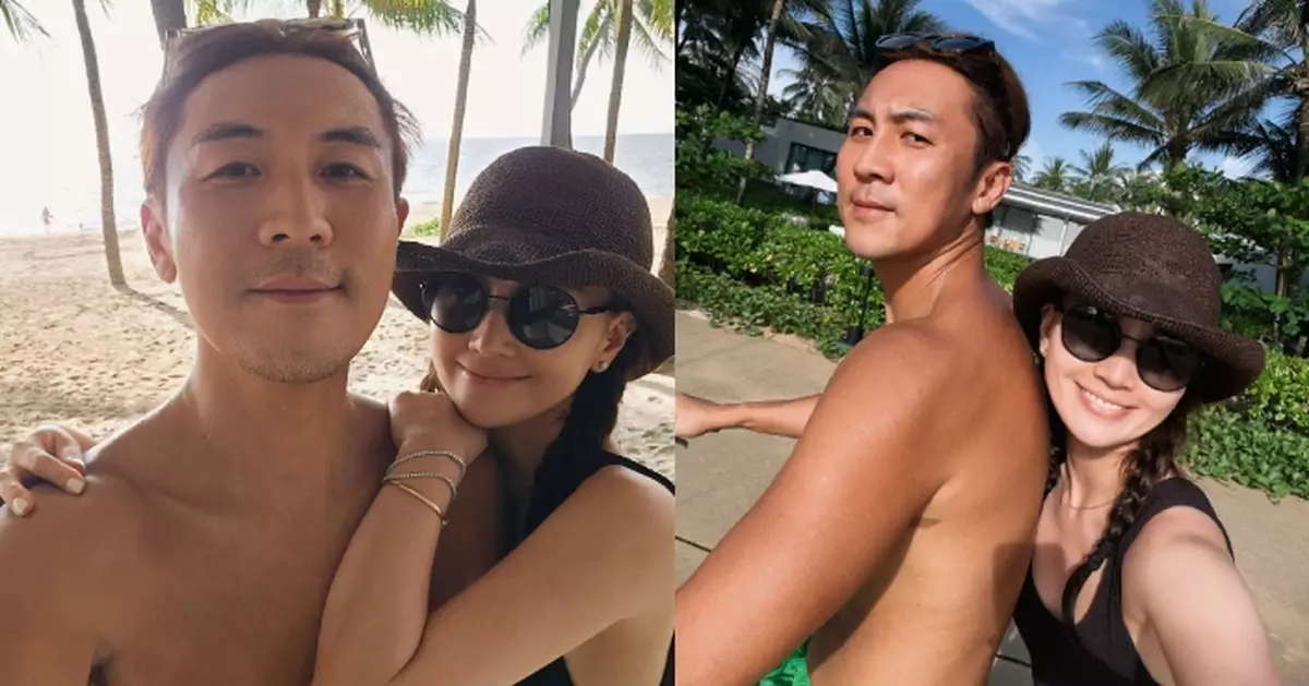 譚俊彥舉家遊富國島 與太太爭取時間過二人世界 沙灘緊貼依偎放閃