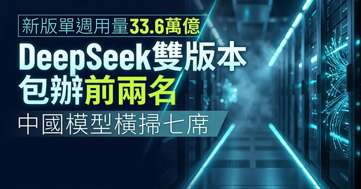 OpenRouter一周排名 DeepSeek兩個版本包辦前兩位 新版V4.1 Flash升上榜首
