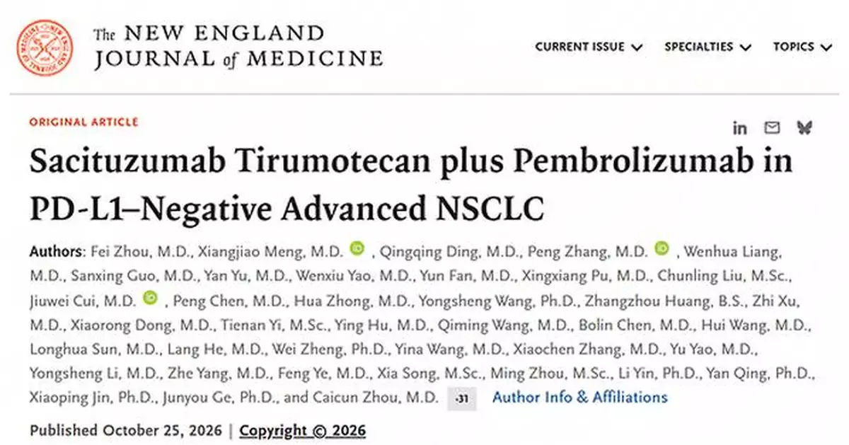 ESMO及《新英格蘭醫學雜誌》同步發佈OptiTROP-Lung06研究結果！蘆康沙妥珠單抗(sac-TMT)聯合帕博利珠單抗顯著延長PFS