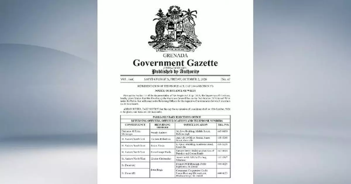 格林納達定於11月5日舉行大選
