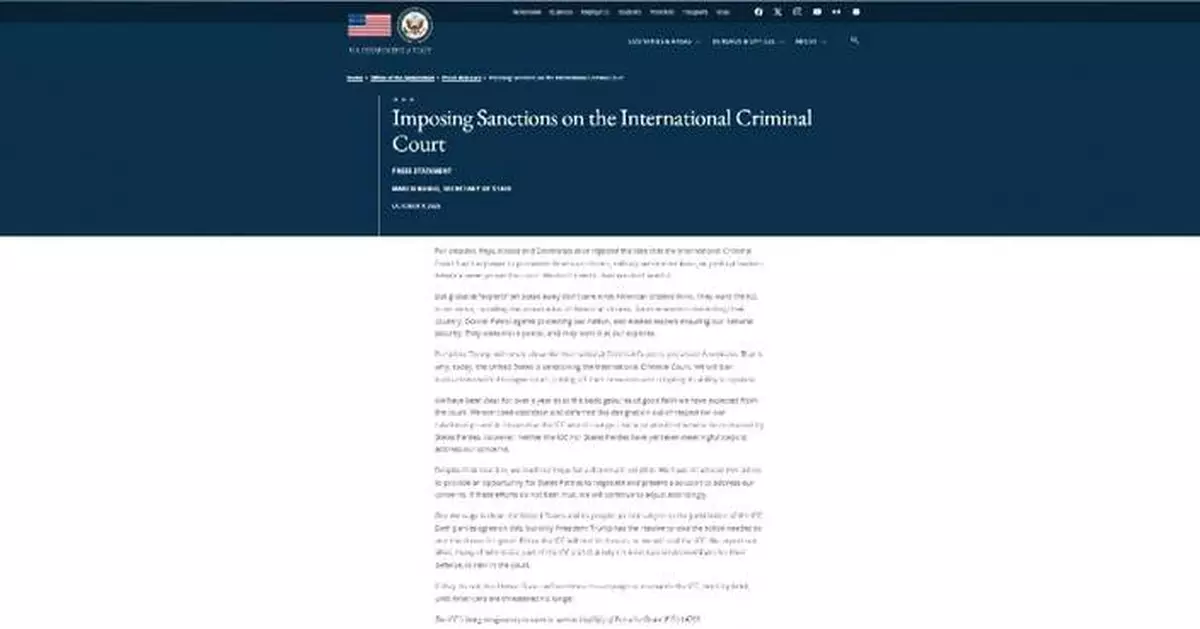 美國制裁國際刑事法院 魯比奧稱將切斷其資源