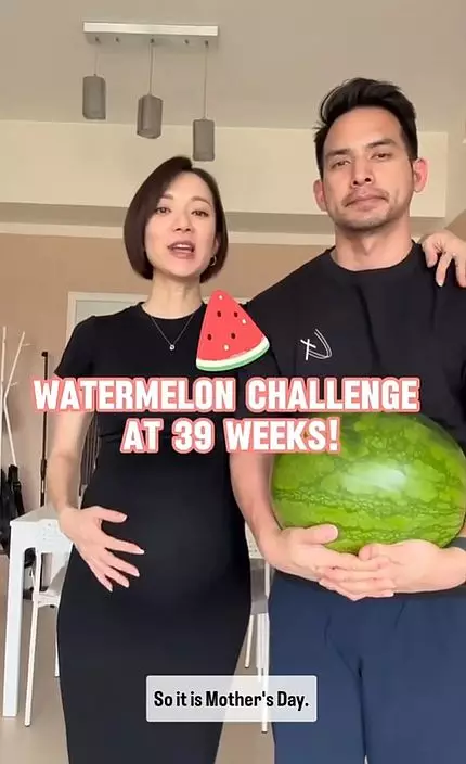 王君馨Daniel西瓜挑戰模擬孕婦。IG影片截圖