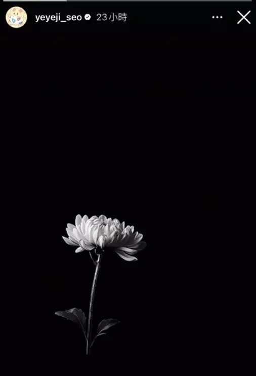 金賽綸離世之後,徐睿知的IG曾貼出黑底白花照(徐睿知IG截圖)