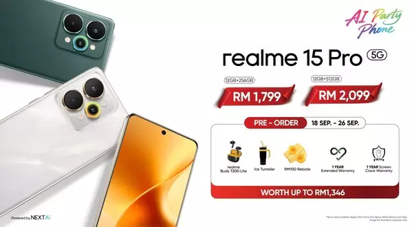 realme 15 Series Debuts as Best AI Party Phone for Youngsters, Starting from RM1,499