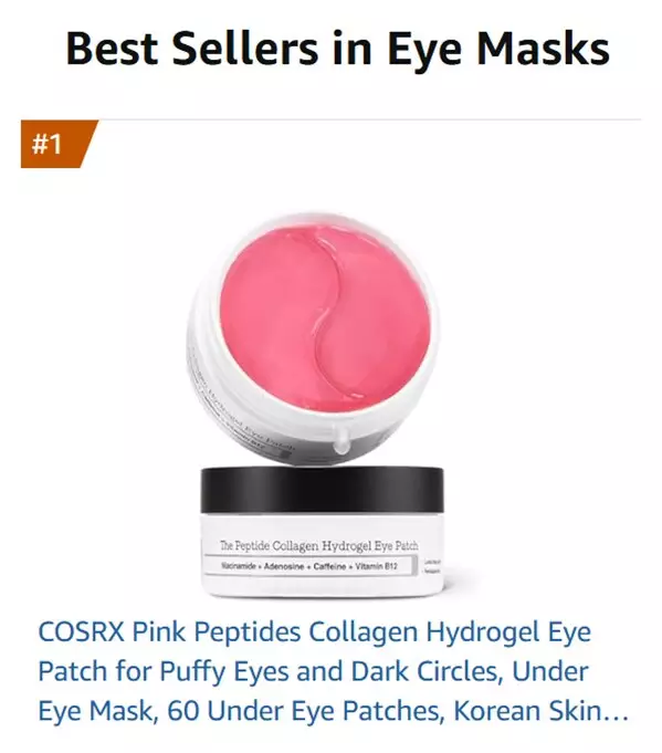 COSRX The Peptide Collagen Hydrogel Eye Patch Claims No. 1 Spot in Amazon's Eye Mask Category