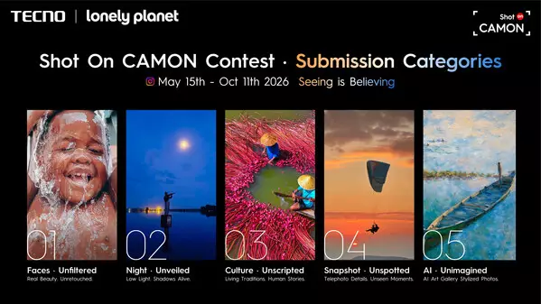 TECNO Unveils Shot On CAMON Contest 2026 Jointly with Lonely Planet