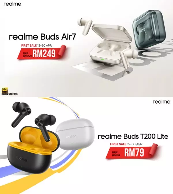 realme Launches realme Buds Air 7 and Buds T200 Lite, Price Starts from RM79