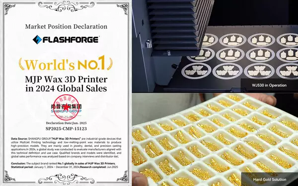 Flashforge's MJP Wax 3D Printer Crowned 2024 Global Bestseller, Dominating the Jewelry Manufacturing Sector