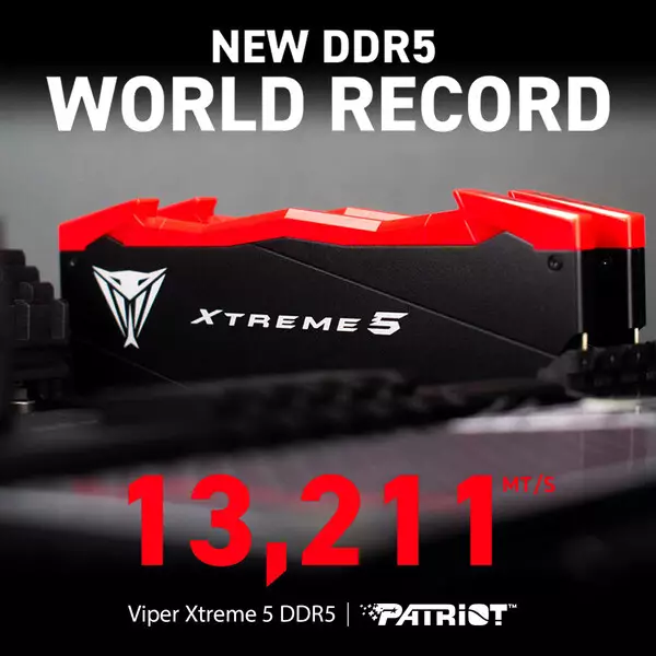 Patriot Viper Xtreme 5 DDR5 Shatters World Record -- First to Reach 13,211 MT/s