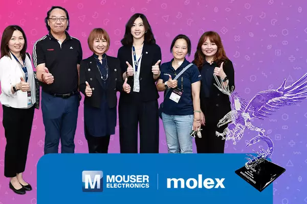 Mouser Receives Molex's APAC e-Catalogue Distributor of the Year Award for Eighth Consecutive Year