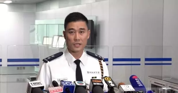 港島總區高級警司吳樂俊表示，由於主辦單位違反「不反對通知書」的協定，因此在晚上拘捕劉頴匡。（施華駿攝）