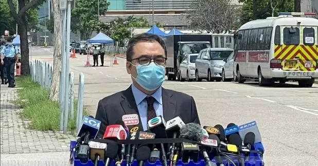 李桂華指蘋果日報數十篇文章籲制裁香港及中國，警方拘捕五人。（郭衍蔚攝）