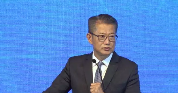 陳茂波出席香港經濟論壇發表主題演講表示，預測今年環球經濟增長3%，較去年減慢。（郭志強攝）