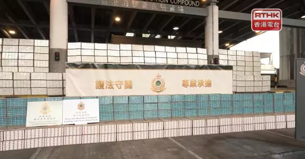 海關截20貨櫃檢逾2億元私煙。(孔令輝攝)