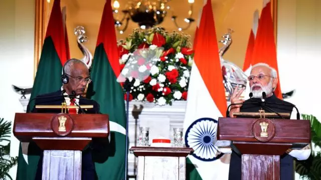 馬爾代夫前總統薩利赫（左）與印度關係緊密。