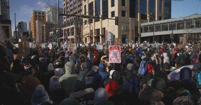 Thousands brave cold to protest against ICE in Minneapolis