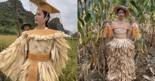 花生殼製裙粟米葉變龍袍!廣西鄉村女孩自創「農作物時裝」田野行騷爆紅