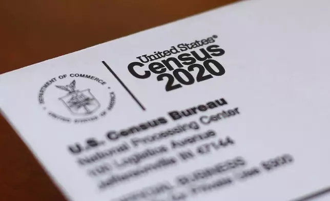 FILE - An envelope containing a 2020 census letter mailed to a U.S. resident is seen, April 5, 2020, in Detroit. For the first time in 27 years, the U.S. government on Thursday, March 28, 2024, changed how it categorizes people by race and ethnicity, an effort that federal officials believe will more accurately count residents who identify as Hispanic and of Middle Eastern and North African heritage. (AP Photo/Paul Sancya, File)