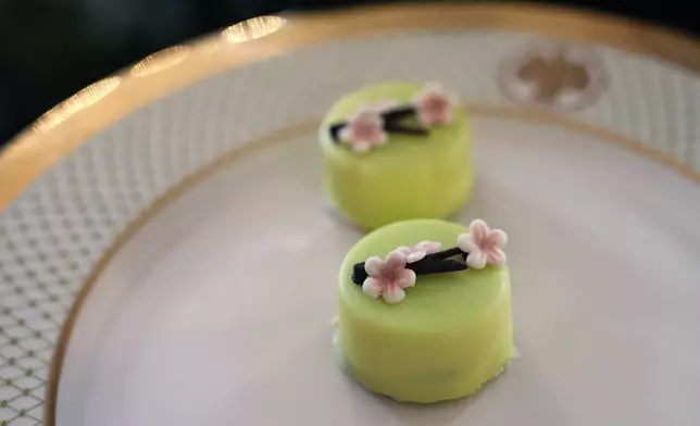 Sample of the desert are passed out during a press preview at the White House in Washington, Tuesday, April 9, 2024, for the State Dinner for Japan's Prime Minister Fumio Kishida on Wednesday. (AP Photo/Susan Walsh)