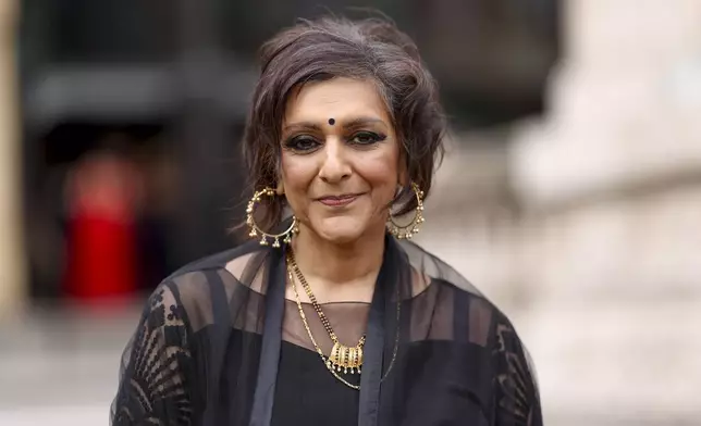 Meera Syal poses for photographers upon arrival at the Olivier Awards on Sunday, April 14, 2024, in London. (Photo by Vianney Le Caer/Invision/AP)