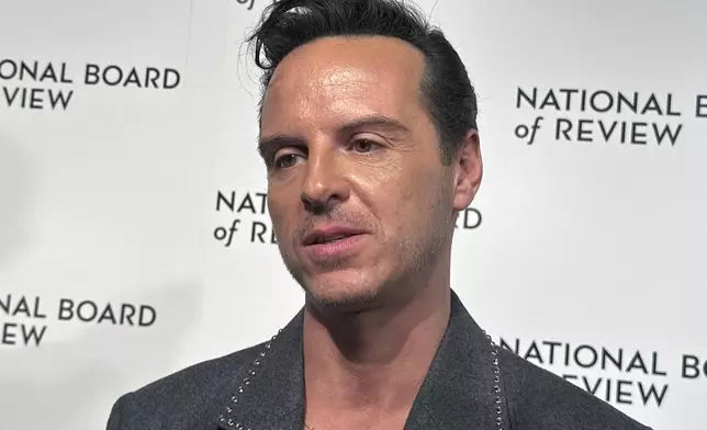 Actor Andrew Scott is at the National Board of Review awards gala at Cipriani 42nd Street in New York on Thursday, January 11, 2024. Andrew Scott, Sarah Jessica Parker and Sarah Snook are among the stars batting for accolades at the Olivier Awards. The Oliviers are Britain’s equivalent of Broadway’s Tony Awards and celebrate work on the London stage. (AP Photo/Ted Shaffrey)