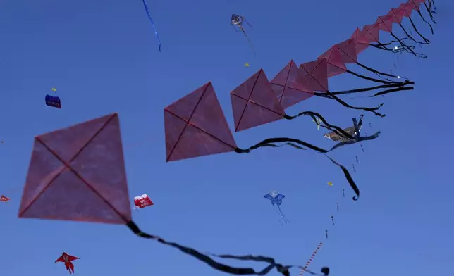 Kites fly during the 41st International Kite Festival in Weifang, Shandong Province of China, Saturday, April 20, 2024. (AP Photo/Tatan Syuflana)