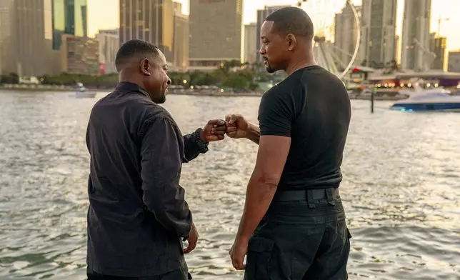 This image released by Sony Pictures shows Martin Lawrence, left, and Will Smith in a scene from "Bad Boys: Ride or Die." (Frank Masi/Columbia-Sony Pictures via AP)