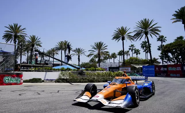 Chip Ganassi Racing driver Scott Dixon races during the IndyCar Grand Prix of Long Beach auto race Sunday, April 21, 2024, in Long Beach, Calif. (AP Photo/Ryan Sun)