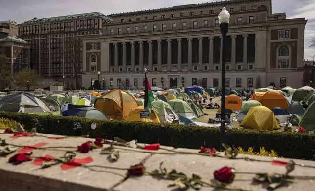 Pro-Palestinian protesters camp out in tents at Columbia University on Saturday, April 27, 2024 in New York.(AP Photo/Yuki Iwamura)