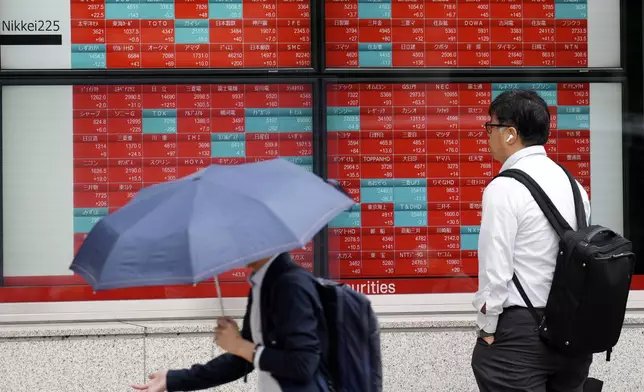 A person looks at an electronic stock board showing Japan's stock prices at a securities firm Tuesday, April 30, 2024, in Tokyo. Asian shares mostly rose Tuesday, as investors kept their eyes on potentially market-moving reports expected later this week. (AP Photo/Eugene Hoshiko)