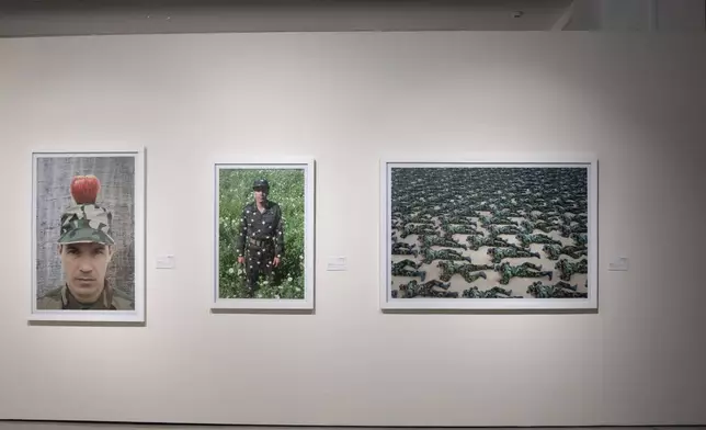 A display of artwork at a Cuban art exhibition in Mohammed VI Museum of Modern and Contemporary Art in Rabat, Monday, April 1, 2024. A show at Morocco's Mohammed VI Museum of Modern and Contemporary Art is one of the first exhibitions of Cuban art at an African museum. (AP Photo/Mosa'ab Elshamy)