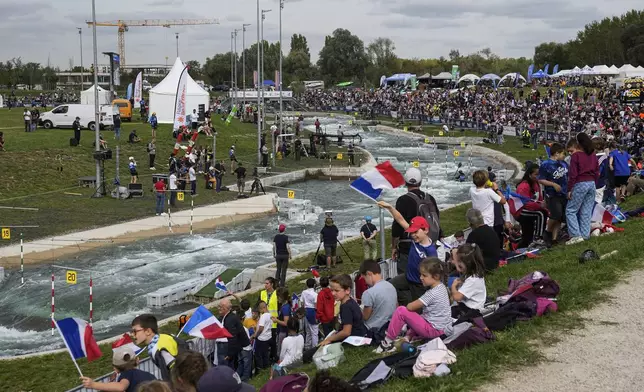 General view of the Canoe-Kayak Slalom Word Championship venue at the nautical stadium in Vaires-sur-Marne, east of Paris, Thursday, Oct. 5, 2023. The venue will host the rowing , canoe-kayak sprint and the canoe-kayak slalom for the Paris 2024 Olympic Games. (AP Photo/Michel Euler, File)