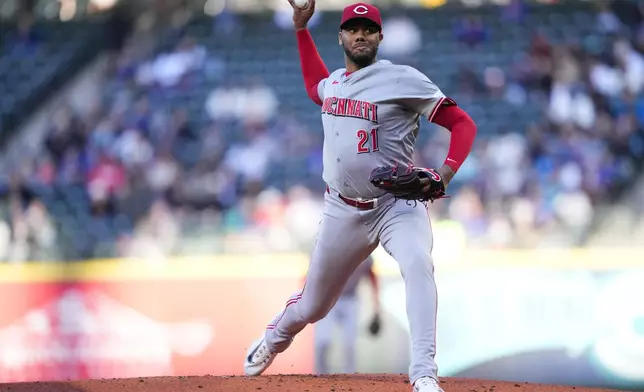Cincinnati Reds starting pitcher Hunter Greene throws against the Seattle Mariners during the first inning of a baseball game Tuesday, April 16, 2024, in Seattle. (AP Photo/Lindsey Wasson)