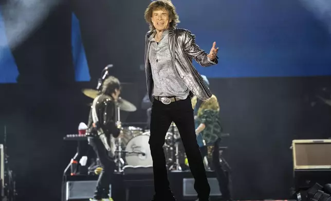 Mick Jagger of the Rolling Stones performs during the first night of the U.S. leg of their "Hackney Diamonds" tour on Sunday, April 28, 2024, in Houston. (Photo by Amy Harris/Invision/AP)