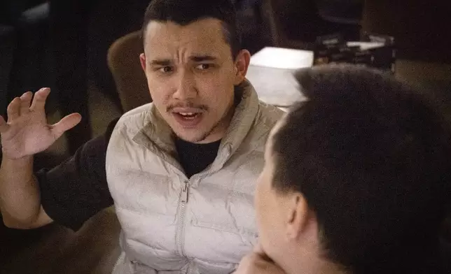 Farhad Ziganshin, a Russian officer who deserted in 2022, speaks during an interview in Astana, Kazakhstan, in late 2023. He was detained for three days by Kazakh authorities when he tried to board a flight to Armenia. "It's not safe to stay in Kazakhstan," he said. (AP Photo)