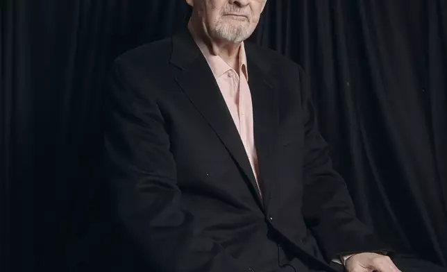 Salman Rushdie poses for a portrait to promote his book "Knife: Meditations After an Attempted Murder" on Thursday, April 18, 2024, in New York. (AP Photo/Andres Kudacki)