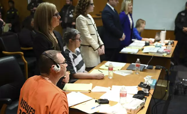 James Crumbley listens during sentencing, Tuesday, April 9, 2024, in Pontiac, Mich. The parents of Ethan Crumbley are asking a judge to keep them out of prison as they face sentencing for their role in an attack that killed four students in 2021. (Clarence Tabb, Jr./Detroit News via AP)