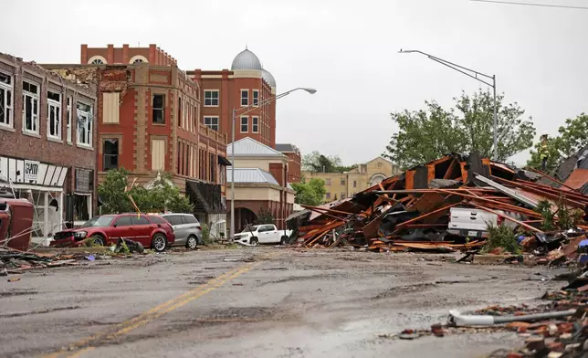 Tornado damage in Sulphur, Okla., is pictured on Sunday, April 28, 2024, after severe storms hit the area the night before. (Bryan Terry/The Oklahoman via AP)