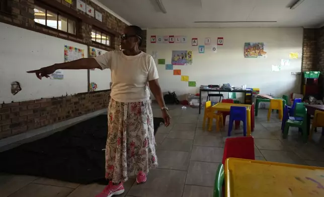 Lily Makhanya at the Thabisang Primary School where she voted for the first time 30 years ago, in Soweto, South Africa, Monday, April 22, 2024. In 1994 Makhanya joined thousands of South Africans who braved long queues to cast a vote in South Africa's first ever elections after years of white minority rule which denied Black South Africans the vote. (AP Photo/Themba Hadebe)
