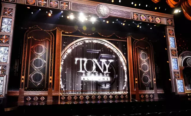 FILE - The stage appears before the start of the 75th annual Tony Awards on June 12, 2022 in New York. (Photo by Charles Sykes/Invision/AP, File)