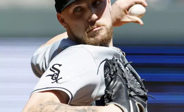 Chicago White Sox pitcher Garrett Crochet throws from the mound during the first inning of a baseball game against the Kansas City Royals in Kansas City, Mo., Sunday, April 7, 2024. (AP Photo/Colin E. Braley)