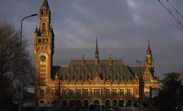 FILE - A view of the Peace Palace, housing the United Nations' top court, in The Hague, Netherlands, Monday, Feb. 19, 2024. Mexico is taking Ecuador to the United Nations' top court on Tuesday, April 30, 2024, accusing the nation of violating international law by storming into the Mexican embassy in Quito and arresting former Ecuador Vice President Jorge Glas, who had been holed up there seeking asylum in Mexico. (AP Photo/Peter Dejong, File)
